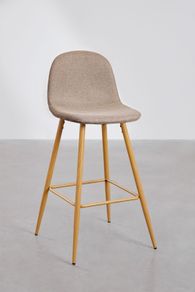 3 x SKLUM Glamm High Bar Stools 75cm Taupe Grey / Natural Wood