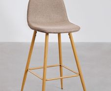 3 x SKLUM Glamm High Bar Stools 75cm Taupe Grey / Natural Wood