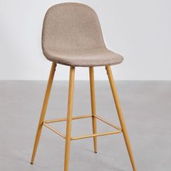 3 x SKLUM Glamm High Bar Stools 75cm Taupe Grey / Natural Wood