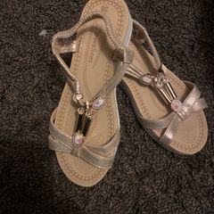 Sandals Size 39/6 brand new light gold colour .
