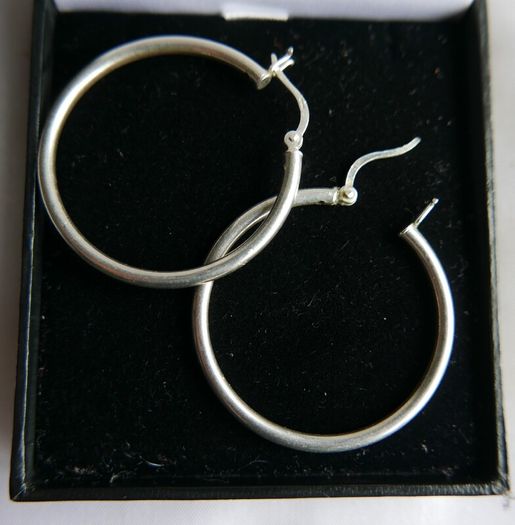 Vintage 925 Sterling Silver Hoop Earrings Large Classic Hoop Gift 5,67g