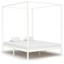 Canopy Bed Frame with 2 Drawers White Solid Pine Wood 180x200cm Image 2