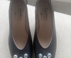 Cinders by Jose Saenz Leather Wedge Espadrilles Navy Size 40