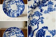 Antique Royal Crown Derby Blue &amp; White Oriental Plate
