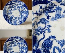 Antique Royal Crown Derby Blue & White Oriental Plate