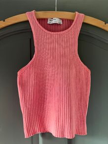 BERSHKA salmon pink ribbed top size S