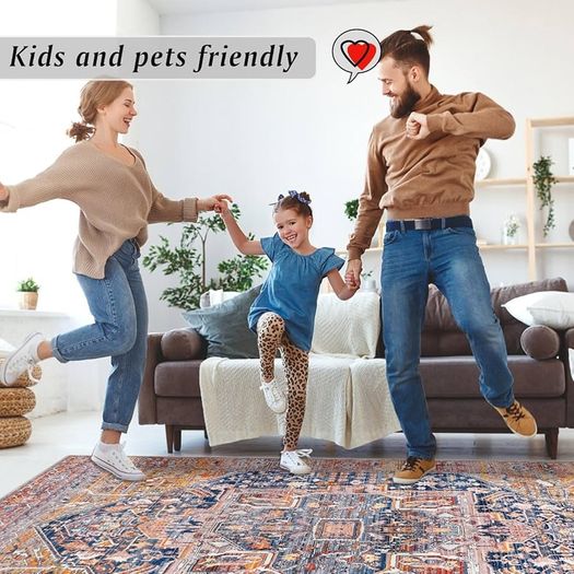 Rugs Living Room 160x230cm Non-Slip Washable Rug for Bedroom large Thin Low Profile Floor Carpet for Office Bathroom Dinning Room Playroom