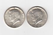 USA, 2 x  Kennedy Half Dollars, 2 x 1964, 90% silver coins (no. 457)