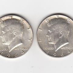 USA, 2 x  Kennedy Half Dollars, 2 x 1964, 90% silver coins (no. 457)