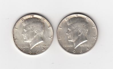 USA, 2 x  Kennedy Half Dollars, 2 x 1964, 90% silver coins (no. 457)