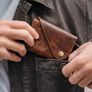 Slim Leather Card Holder Wallet Minimalist Front Pocket Wallet Leather Card Case Image 3