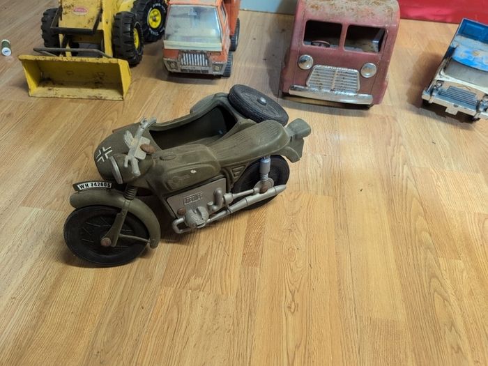 Vintage 1970s AcVintage 1970s Action Man / Cherilea German Military Motorcycle & Sidecar - INTACT HANDLEBARS