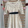 dress cream lace dress with navy tie belt diesel brand size large Image 10