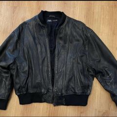 Zara men's vintage leather jacket