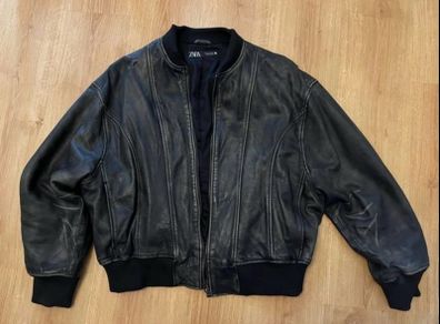 Zara men's vintage leather jacket