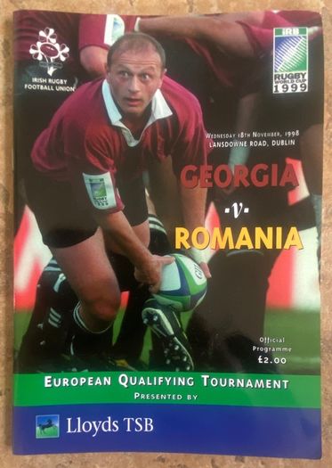 Very Rare 1998 Georgia v Romania - Rugby World Cup Qualifier Programme