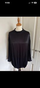 Black drawstring dressy top size 12