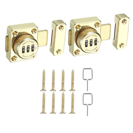 Brand new Combination Cabinet Lock Keyless 3-Digit Zinc Alloy - Gold 2-Pack