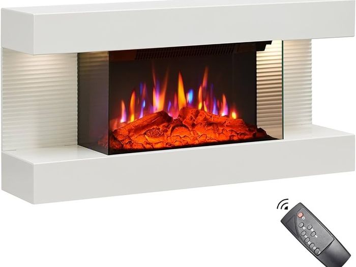 NEW SALE | Wall Mounted Fireplace All-in-One with Downlights and Remote Control 1.8kW Heater