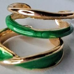 Gold & Green Oil Drip Style Twist Stacking Rings