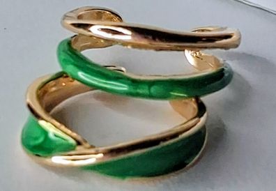 Gold & Green Oil Drip Style Twist Stacking Rings