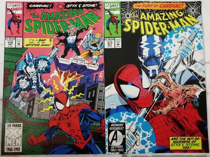 Amazing Spider-Man #'s 376 & 377 Styx and Stone & Cardiac Appearances (1993)
