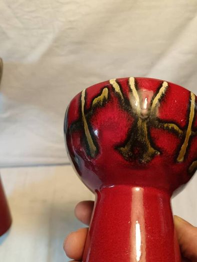 A Pair of Mid Seventies West German Ceramic Candlesticks