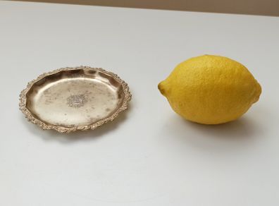Vintage silver-plated small tray made by Viners in Japan with ornate, scalloped border