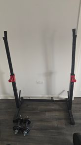 Adjustable Weights and squat rack