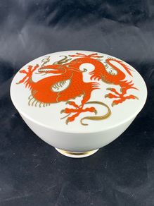Vintage Chinese dragon decorative bowl
