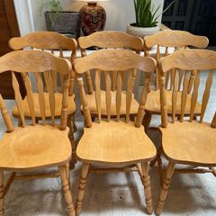 6 x Very Solid Heavy Wooden Kitchen Dining Chairs - Can Deliver