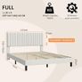 4ft6 Double Bed Frame, Upholstered Platform Bed with Adjustable Velvet Headboard, Sturdy Wooden Slats, Silent Design, No Spring Mattress Required, Easy Assembly Beige,Double Image 2