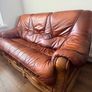 Solid Oak Leather 3+1+1 sofa for sale Image 6