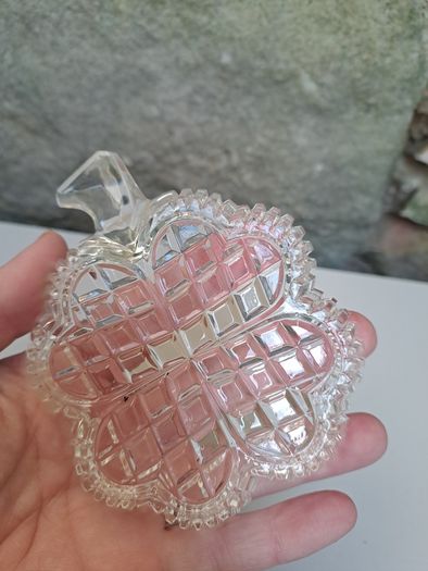 1970s crystal shamrock trinket dish