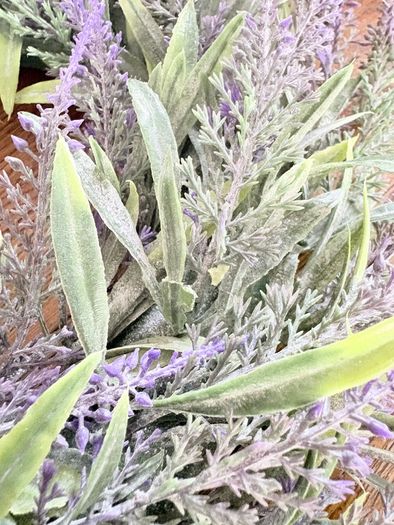New mini 30cm faux wild lavender wreath with exaggerated linen and polka dot bow