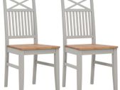 Dining Chairs 2 pcs Grey Solid Oak Wood