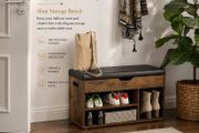 Padded Shoe Bench with Storage Rustic Vintage Brown
