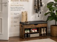 main image for ad Padded Shoe Bench with Storage Rustic Vintage Brown