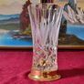 Vintage Killarney Crystal Cut Crystal Glass 8 Inch Tall Octagonal Large Flared Shaped Vase With 24 carat Gold Finishing Round Base Made In Ireland Image 5