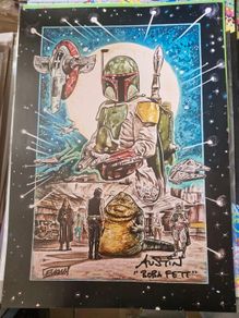 Boba Fett signed poster