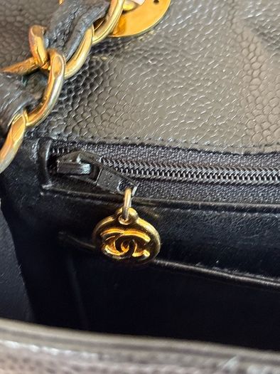 chanel rare vintage caviar Single Flap 24k Gold Plated