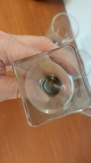 Fabulous Set of Four Vintage Mid-Century Federal Glass Company Juice Glasses in the "Nordic Midnight (Smoke)" Pattern, Circa 1960's