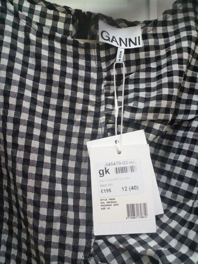 ganni check mini dress size 12