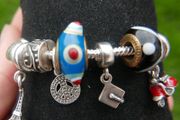 Pandora Sterling Silver 925 Bracelet with Colorful Beads and 13 Charms 41,6g