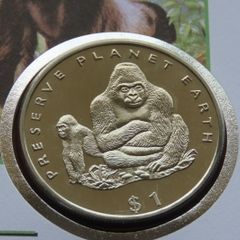 Mountain Gorillas first day coin stamp cover | 1 Dollar 1994