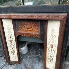 Antique Victorian or Edwardian Cast Iron Tiled Fireplace circa 1890 to 1905