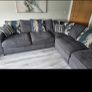 Large corner sofa, footstool & swivel chair for sale Image 2