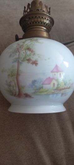 Antique French Limoges porcelain oil lamp