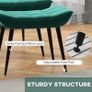 Accent Chair with Footstool Set, Tufted Upholstered Armless Lounge Chair with Pillow and Steel Legs for Living Room, Bedroom, Green Image 5
