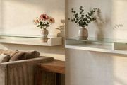 White shelf with tempered glass top